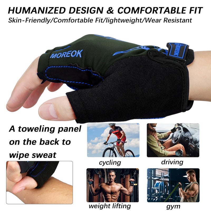 MOREOK Cycling Gloves Bike Gloves for Men/Women-[5MM Gel Pad] Half Finger Bicycle Biking Gloves for Cycling/Weight Lifting/Gym/Motorcycle/Rowing/Outdoor Sports-050-BLUE-XXL - Image 3